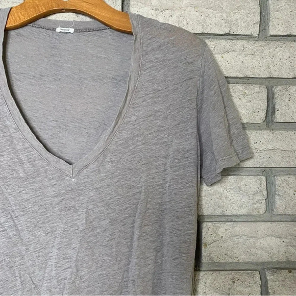 Monrow Oversized Linen V Neck Tee Shirt Top - Picture 5 of 8